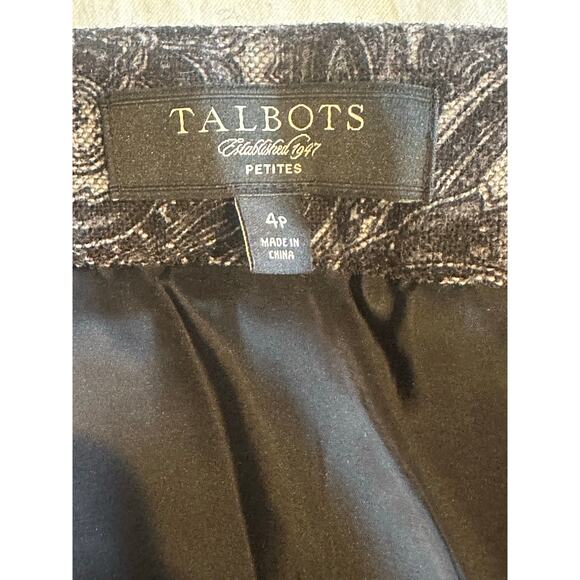 Talbots Petite Black pencil Gray Paisley Floral Wrap Skirt Size 4p Wool Blend - Picture 5 of 8